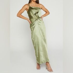 Showpo eatelle  midi dress asymmetrical sage green